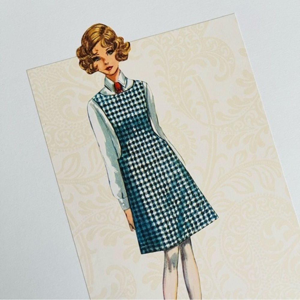 Vintage MCM Sewing Pattern Book Original 8x10 Collage Herringbone Jumper + Tie
